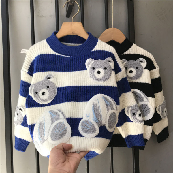 Kids Teddy Bear Round Neck Long Sleeve Sweater