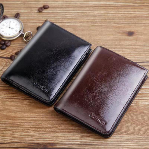 Short Zipper Leather Wallet For Men