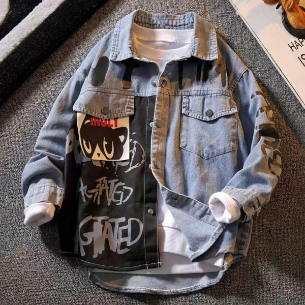 Children's Clothing Boys' Shirts, Spring and Autumn Models 2021 New Children's Clothing, Big Boys Cowboy Boys Foreign Style Autumn Tide.