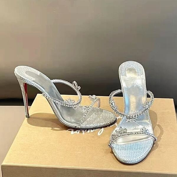 Stiletto Princess Shoes, Rhinestone Silver Wedding Shoes.